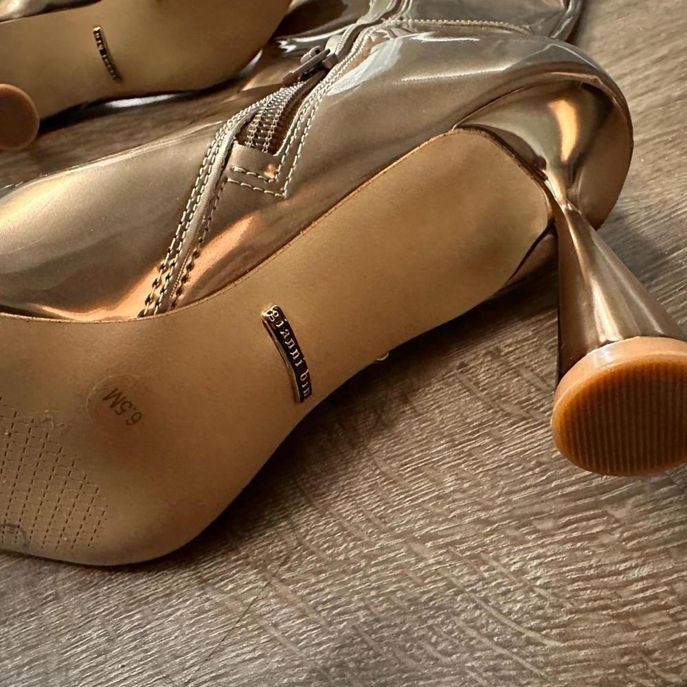 Gianni Bini Metallic Gold Heeled Boots - Picture 3 of 5